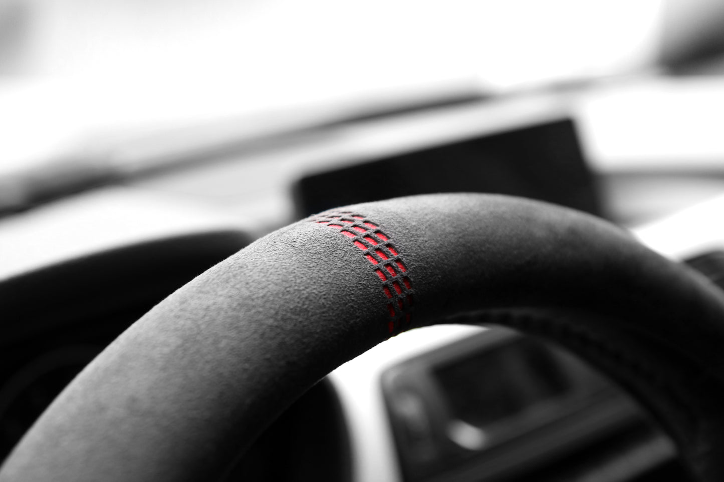 S-Tetic® Premium Alcantara Lenkradbezug | Racing Red | Rote 12-Uhr Markierung