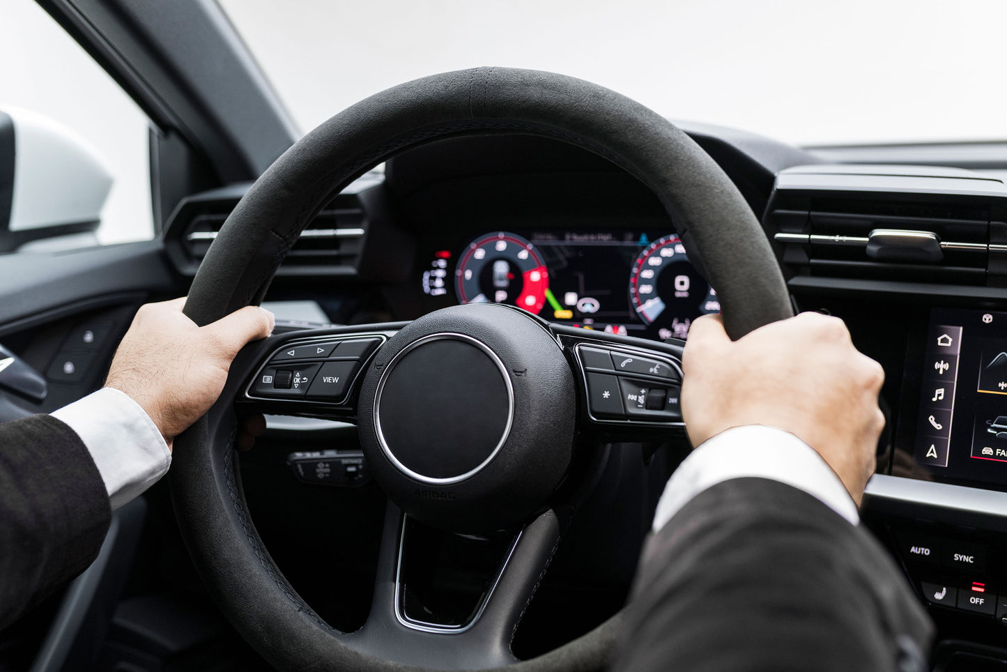 S-Tetic® Premium Alcantara Lenkradbezug mit schwarzer 12-Uhr-Markierung